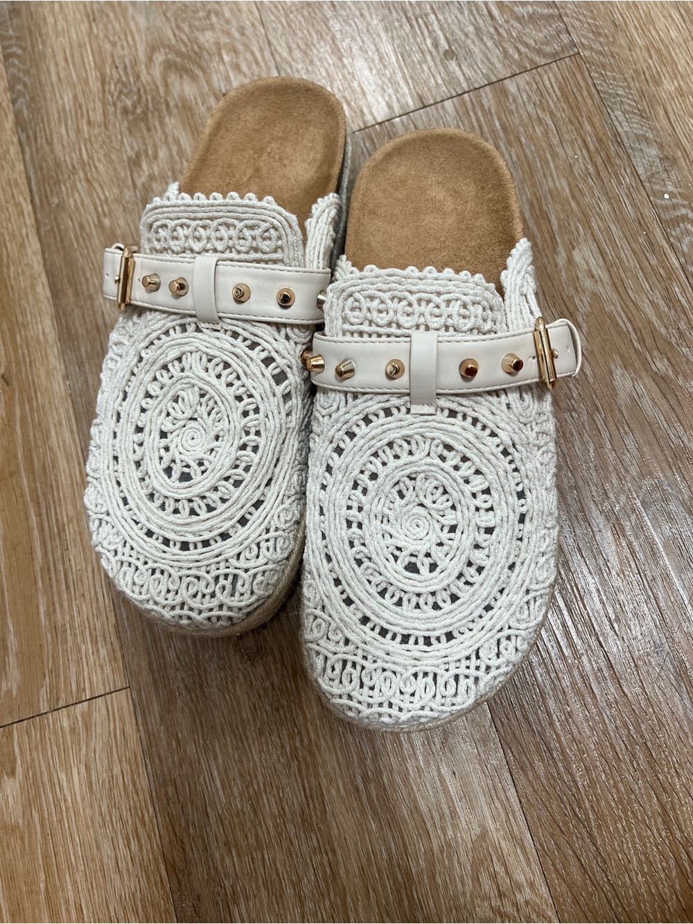 Woven Crochet Slip-On Mules in Cream *NEW*